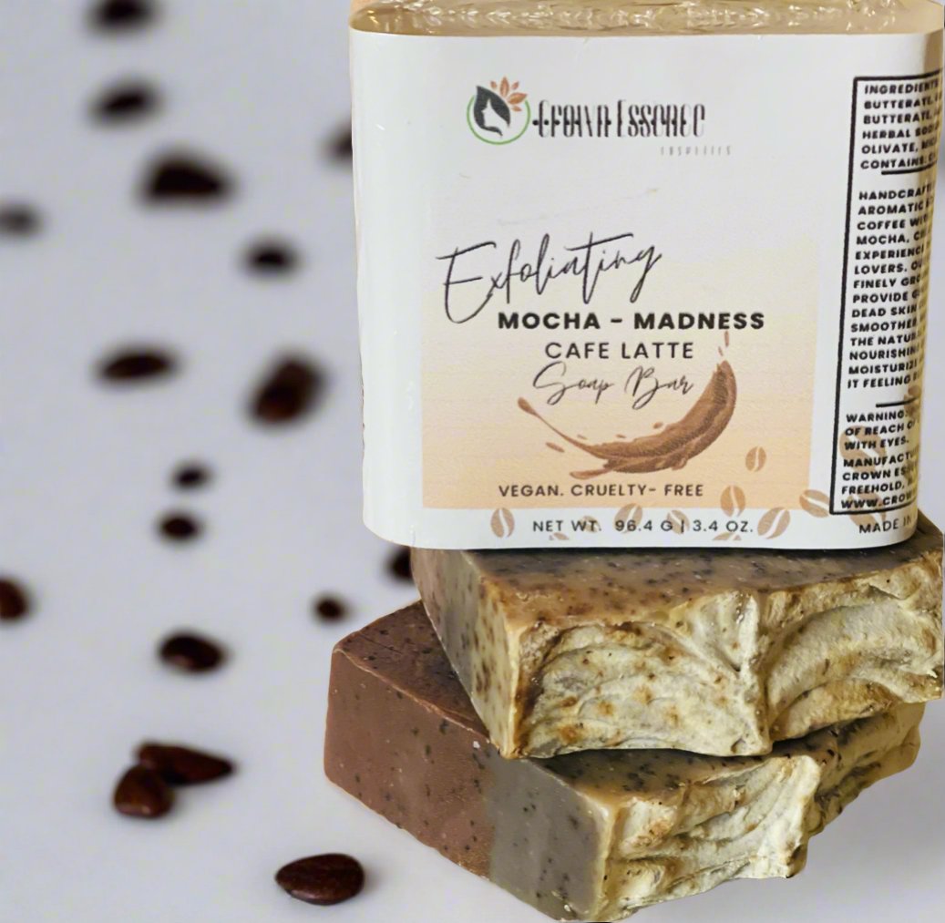 Exfoliating Mocha - Madness Cafe Latte Soap Bar - Crown Essence Cosmetics