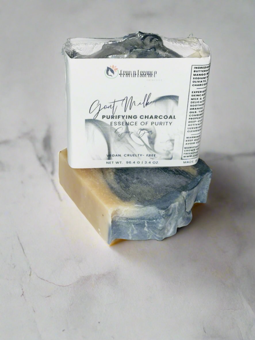 Goat Milk Purifying Charcoal Essence of Purity Soap Bar - Crown Essence Cosmetics