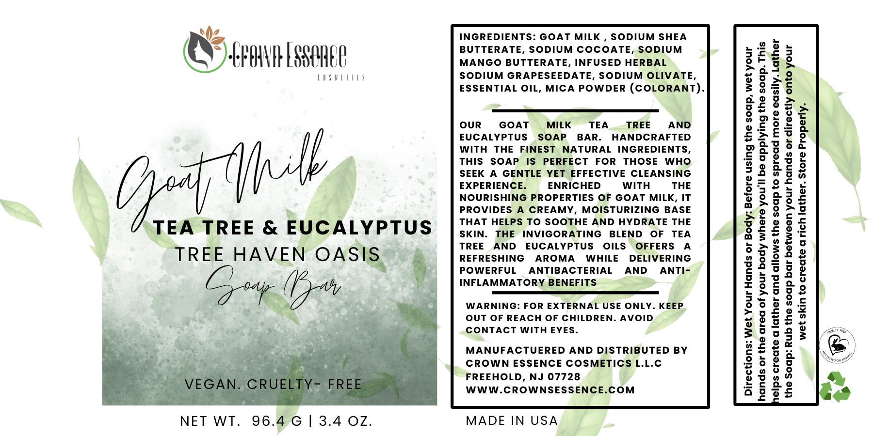 Goat Milk Tea Tree & Eucalyptus Tree Haven Oasis - Crown Essence Cosmetics