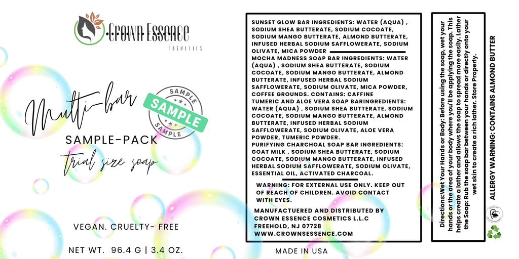 Multi - Bar Sample Pack Trial Size Soap - Crown Essence Cosmetics