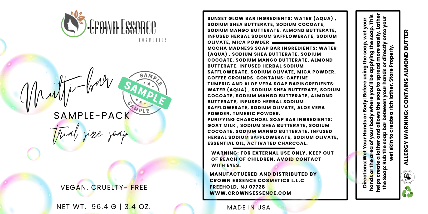 Multi - Bar Sample Pack Trial Size Soap - Crown Essence Cosmetics